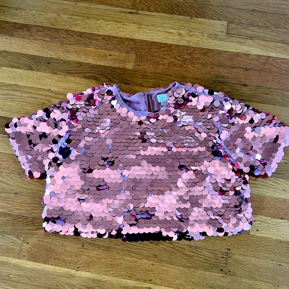 Pink sequins party crop
